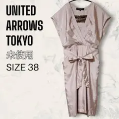 サテン ひざ丈ワンピース