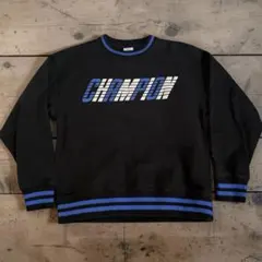 肉厚Champion黒青ライン！チャンピオン短丈ボックスシルエット！背面刺繍ロゴ