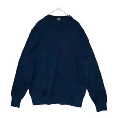 UNIQLO ウォッシャブルコットンクルーネックセーター メンズ M ネイビー