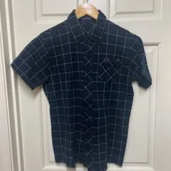 FRED PERRY 半袖シャツ 黒と緑のチェック　L