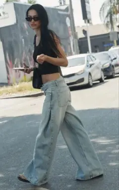 ZARA TRF ベルト付きミッドライズデニムパンツ　EU32(5号)裾直し