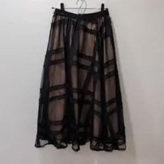 【TOCOCO】ドットチュールレース フレアスカート ブラック ベージュのサムネイル