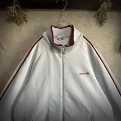 adidas トラックジャケット グレー×赤黒ライン デサント Lサイズ