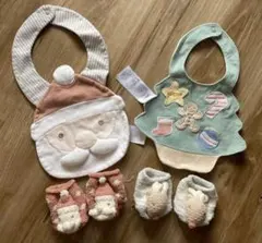 ジェラートピケ クリスマス4点セット　スタイサンタ&ツリー　靴下サンタ&トナカイ