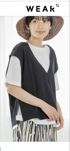 LEPSIMフカVネックカットベスト ブラック美品　フリーサイズのサムネイル