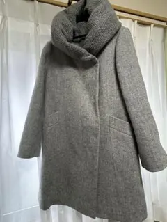 グレー ウール混合 ロングコート