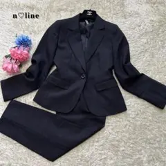 【クリーニング済✨美品】n♡line パンツスーツ ブラウン系 チェック柄のサムネイル