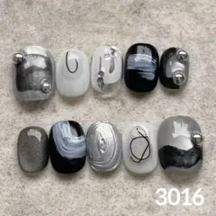 現品　ネイルチップ　ニュアンスネイル　マグネットネイル　個性派ネイル　黒ネイル