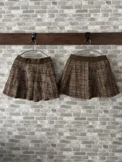 ASKNOWAS Pinkyブラウン系ツイード ミニスカート 双子