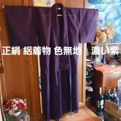 正絹 絽着物 色無地 濃い紫