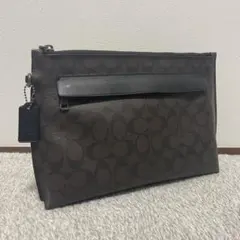 COACH コーチクラッチバッグ セカンドバック　シグネチャーダークブラウン