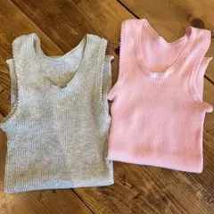 BONDS リブ編みフリル付きタンクトップ2枚セット