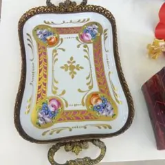 フランス アンティーク リモージュ スクエアケーキ皿＆サーバー ケース