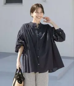 アーバンリサーチコットンボイルギャザーブラウス