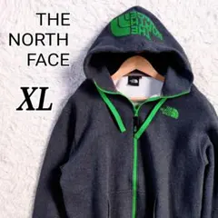 THE NORTH FACE ジップパーカー◎デカロゴ グレー×グリーン色 希少