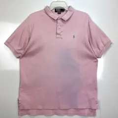 90sラルフローレンPOLORalphLauren半袖ポロシャツロゴ刺繍ピンク