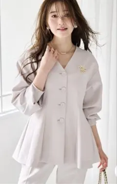 パンツスーツ セレモニースーツ ライトベーシュ