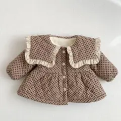 韓国子供服 アウター オシャレ 花柄 セーラー襟 もこもこ ブラウン