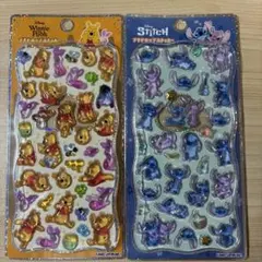 【正規品】プチドロップステッカー　ディズニー　プーさん　スティッチ　2枚セット