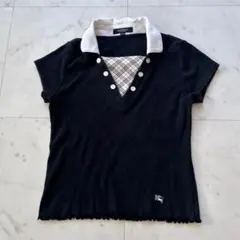 バーバリーロンドン キッズ カットソー ポロシャツ 140 ブラック