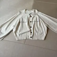 アイボリー ニットカーディガン バルーンスリーブ