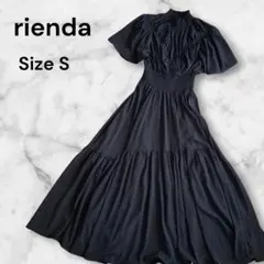 riendaリエンダ Vディテール ギャザー フレアワンピース ロングワンピース