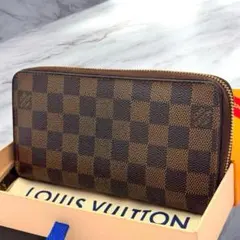 【美品】ルイヴィトン　ダミエ・エベヌ　ジッピ－ウォレット　カード8枚　長財布