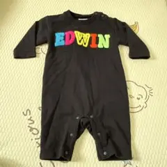 バースデイ　EDWIN ブラックロンパース カラフルロゴ