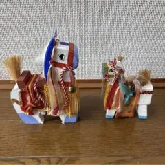 木彫り 馬 置物 2体セット チャグチャグ馬コ