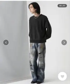 crewre キーネックシアーニットフーディ iron gray - メルカリ