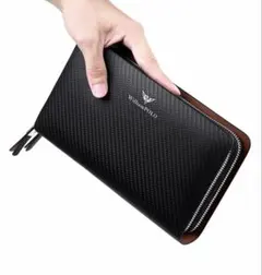WilliamPOLO カーボン調 ダブルファスナー 長財布 セカンドバッグのサムネイル