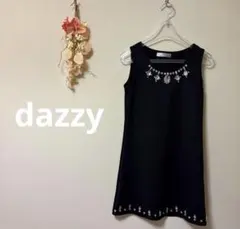 即購入可　dazzy 黒のノースリーブミニワンピース　ストーン付　ドレス