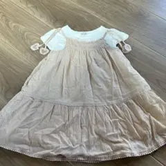 petit main 半袖ワンピース 100cm ピンクベージュ