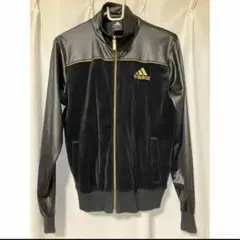 00s★アディダスベロアジャージ 異素材切替デザイン 刺繍ロゴ 艶感 万国旗タグ