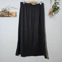 ブラック ロングスカート 3L 黒 ロング丈 ストレッチ 大きいサイズ