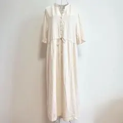 ユニクロ　イネス　アイボリーのボタン付きシャツワンピース　レディース　M