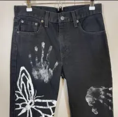 【505、メキシコ製、ブラックデニム、ペイントパンツ】リーバイス古着一点もの