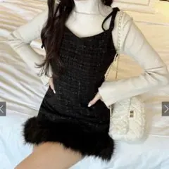 GRL ファーラメツイードミニワンピース