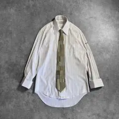 vintage DURBAN シルク ネクタイ ストライプ シャツ M カフス