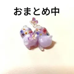 No.73　レジン道　じゃれ猫　ぐで猫　フラワー柄　2匹セット　ハンドメイド