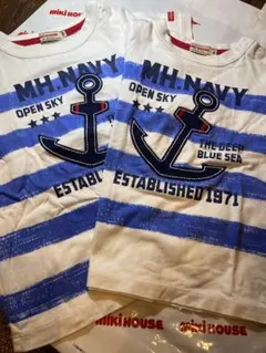 美品⭐︎ミキハウス マリンストライプ Tシャツ 100&90