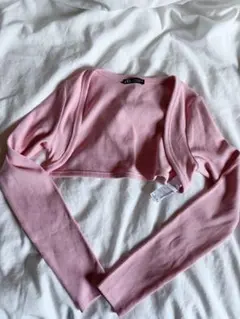 zara ショート丈　リブ　ピンク
