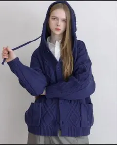 LILL ルーズシルエットケーブルスプリングニットパーカー　完売品