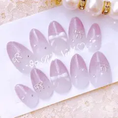 ネイルチップ ラメグラ 紫 フレンチガーリー ワンホン 量産型 韓国 パープル