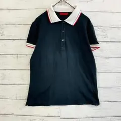 PRADA プラダ ブラック ポロシャツ トリコロール襟 M - メルカリ
