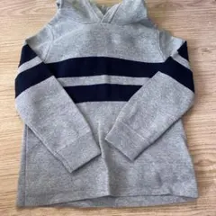 H&M キッズ パーカー グレー ボーダー 100cm