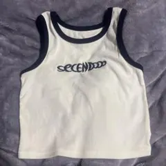 SECEND ロゴ刺繍 タンクトップ ホワイト