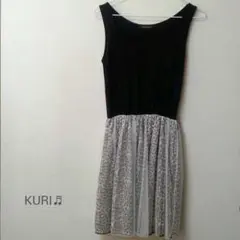 チュールレース付きヒョウ柄ワンピース