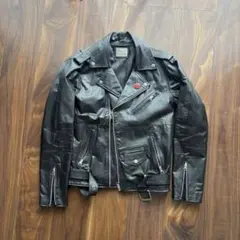 VLOW ブラック レザー ダブルライダースジャケット