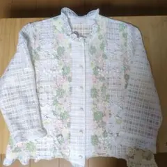 LilyBlause東京、花刺繍入りレースカーディガン長袖ピンク　　　白ホワイト